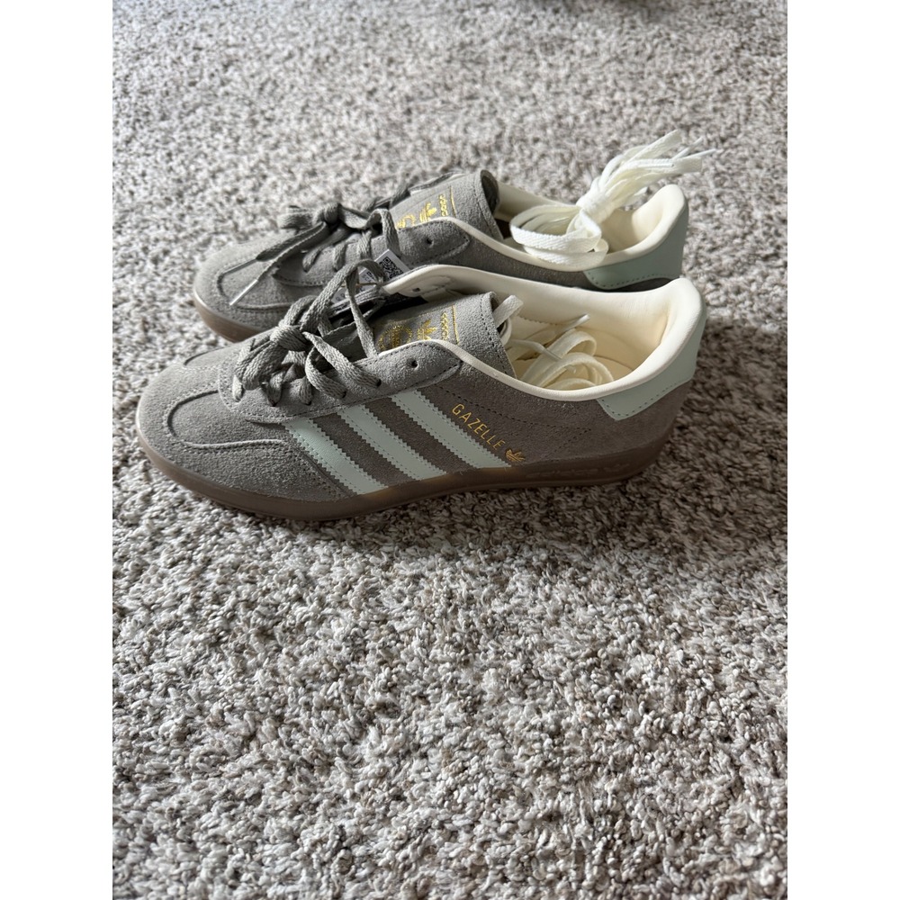 Adidas Gazelle Indoor W Grey Mint Green Gum Suede Sneakers JR2430 Womens 7.5 NEW